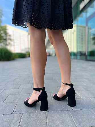 Meideli Босоніжки жіночі чорні MEIDELI L8902-28 літні, еко-замша / Модні босоніжки на підборах Коломыя