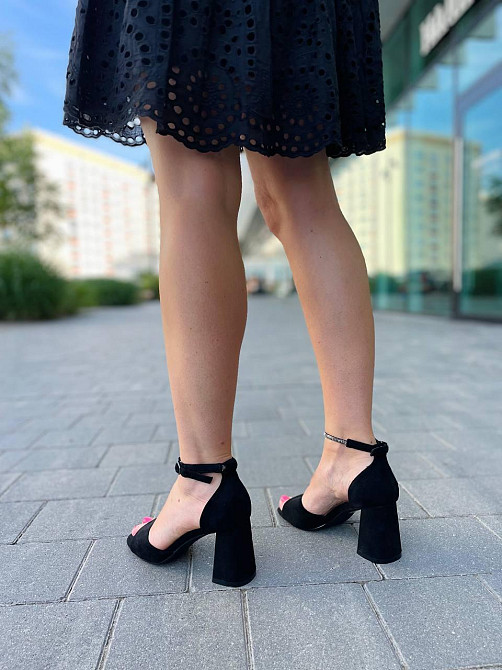 Meideli Босоніжки жіночі чорні MEIDELI L8902-28 літні, еко-замша / Модні босоніжки на підборах Коломыя - изображение 4