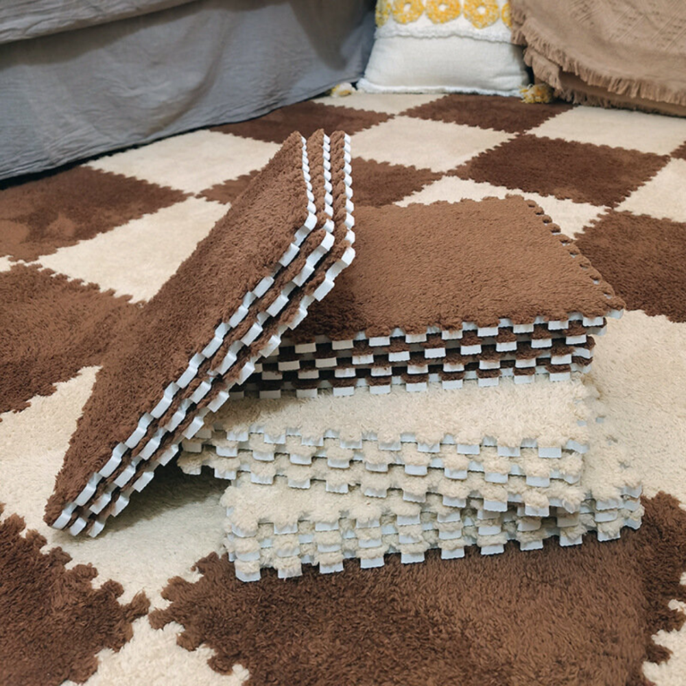 Килимок-пазл плюшеве підлогове покриття для дому в дитячу термокилимок, м’який килим, 60×150см, 10 шт коричневий Кам'янець-Подільський - фото 5