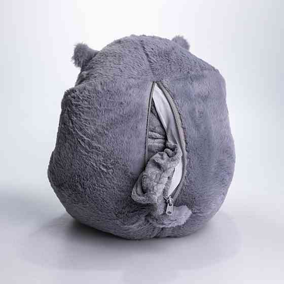 М'яка іграшка-подушка з пледом Хом'як 110×160 (см) плюшевий дитячий плед 3в1 Сірий 7090G Коломыя