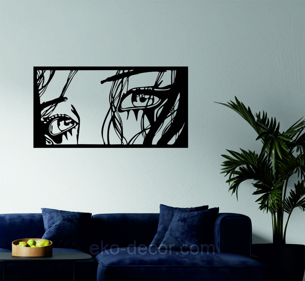 Декоративное настенное Панно «Девушка» Декор на стену 90*47 см, Черный Киев - изображение 1