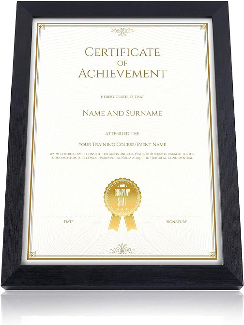 Рамка для фотографій, дипломів, сертифікатів 2 шт A4, дерев'яна чорна настінна з плексигласом GraduatePro 21x29 см Київ - фото 4