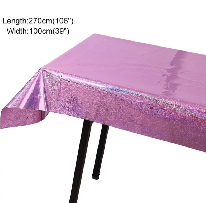 Скатерть клеенка из фольги с голограммой 270 на 100 см розовый Киев - изображение 2
