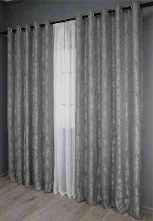Комплект штор на люверсах VR-Textil Жаккард Sultan YL № 1212ш Серый 150х250 см 2 шт (37-0054) Киев