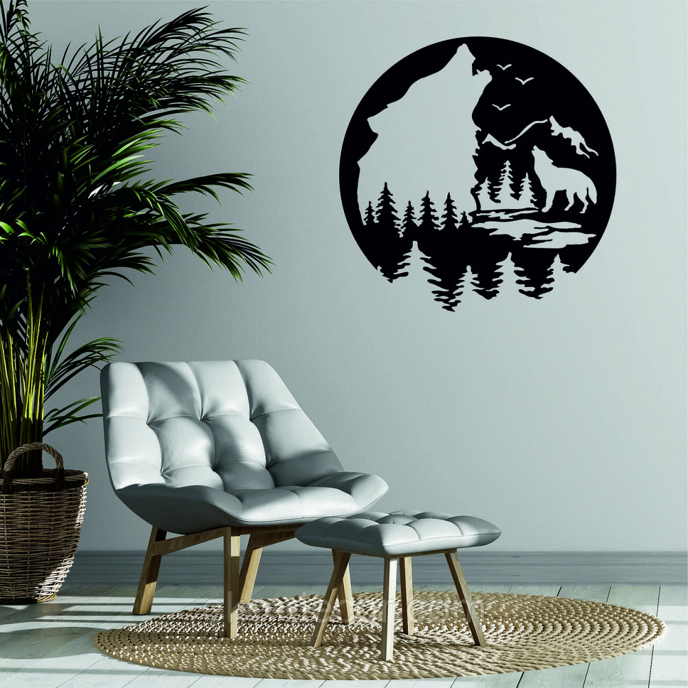 Декоративное настенное Панно «Волк», Декор на стену 70*70 см, Черный Киев - изображение 2