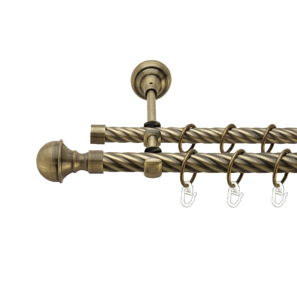 Карниз Orvit Бостон металевий дворядний відкритий скручена труба кільце металеве Антик 19\16 мм 300 см Львов - изображение 1