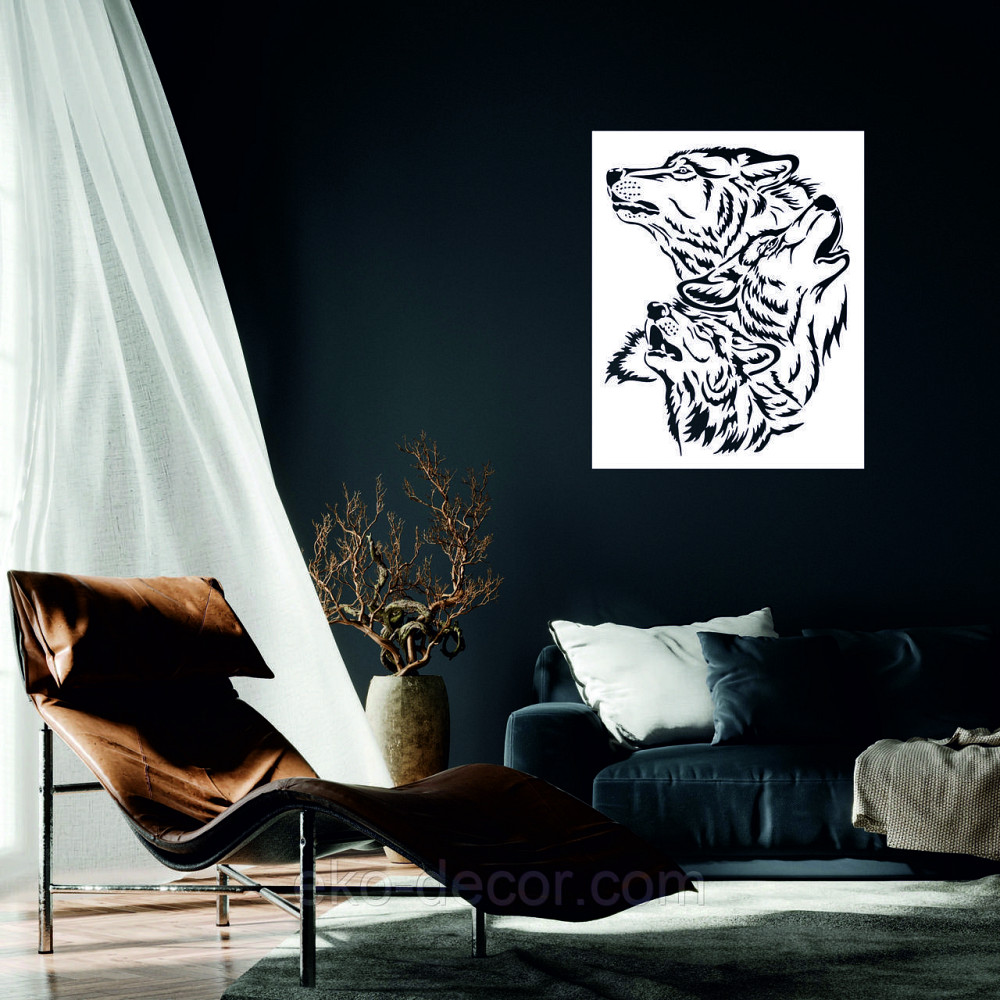 Декоративное настенное Панно «Волки» Декор на стену 110*90 см, Белый Киев - изображение 2