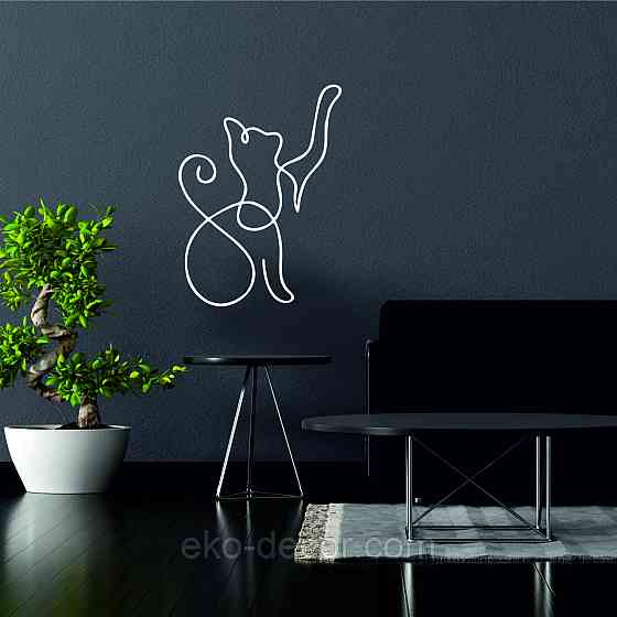 Декоративное настенное 3D Панно «Кот» Декор на стену с объемом 110*80 см, Белый Киев