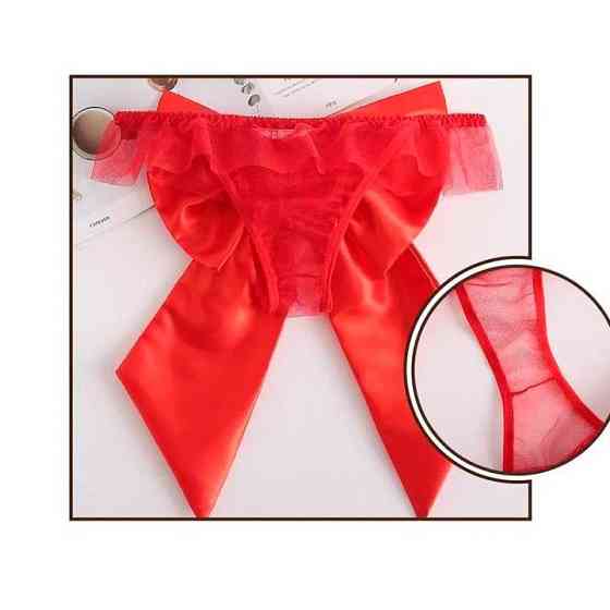 Сексуальные трусики с бантом - Красный - S/M – Эротическое бельё Винница