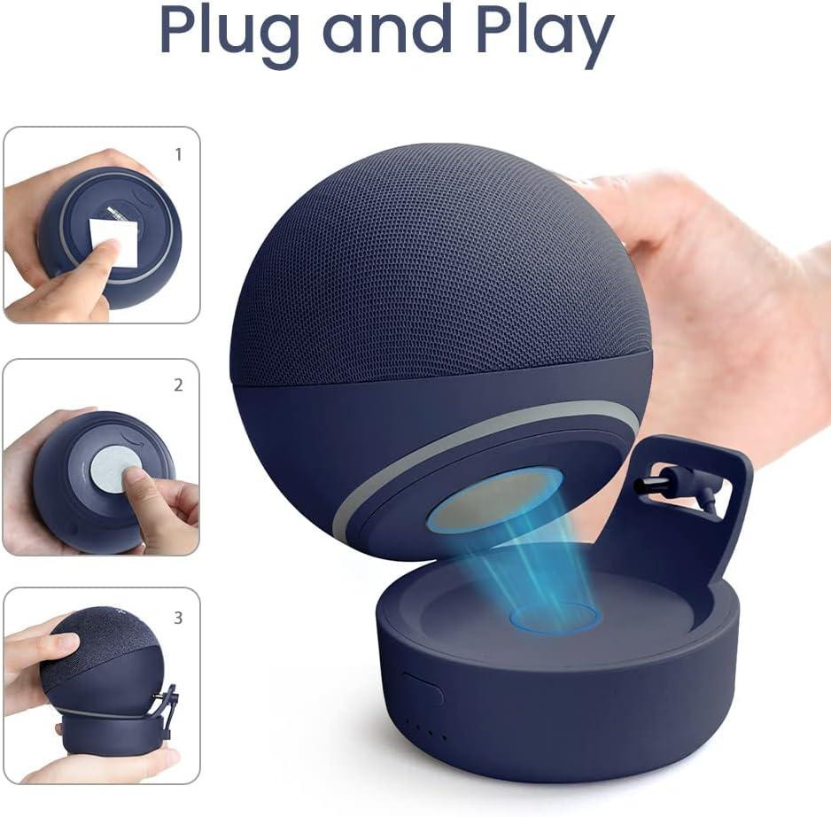 Акумуляторна база для Echo Dot 5-го та 4-го покоління, настільна підставка тримач для Alexa, акумулятор до 7 годин роботи, синя Київ - фото 2