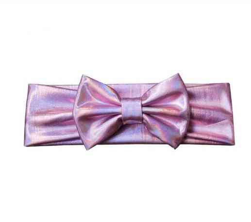 Блискуча рожева дитяча пов'язка - окружність 38-44см, бант 10см Київ