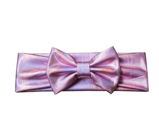 Блискуча рожева дитяча пов'язка - окружність 38-44см, бант 10см Київ - фото 1