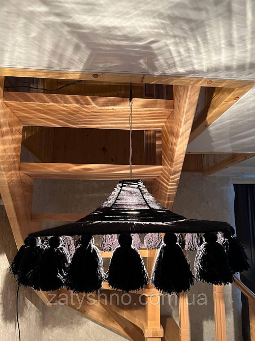 Люстра плетеная черная  круглая Киев - изображение 8