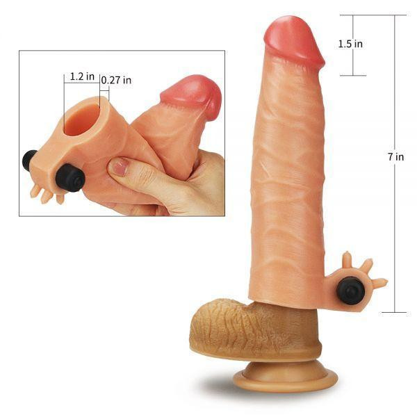 Насадка з вібрацією Add 1.5" Vibrating Silicone Extender, Flesh Sex Aura Київ - фото 5