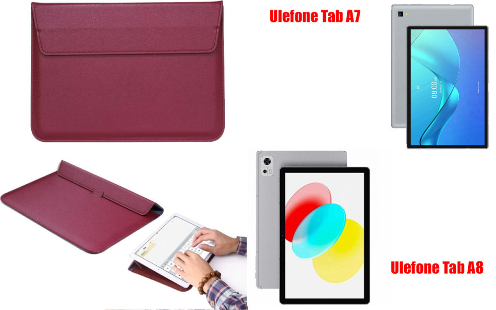 Чехол-конверт VitoCase для Ulefone Tab A7, с функцией подставки для планшета Черный Бордовый Киев - изображение 1