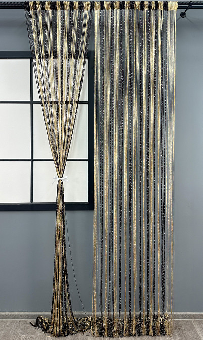 Шторы-нити с люрексом Венге с бежевым 300х300см 1 шт (61-104) Киев - изображение 3