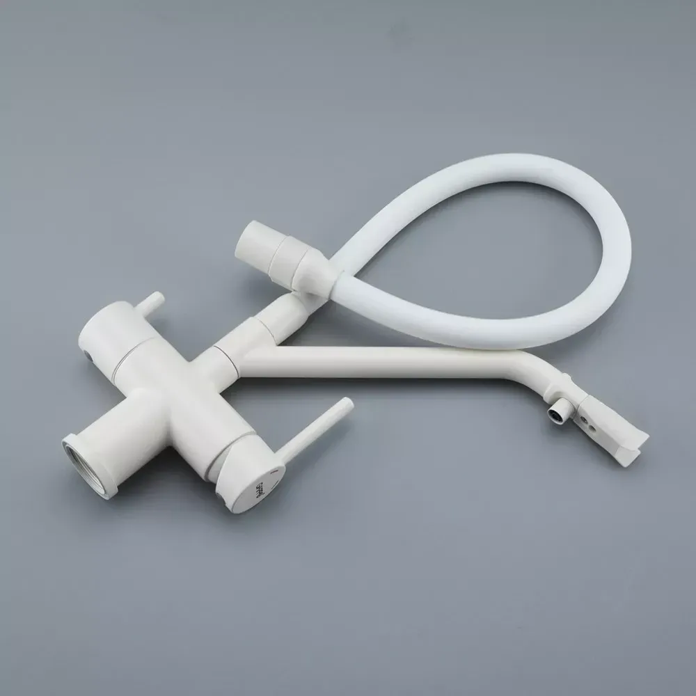 Смеситель для кухни с подключением к фильтру GAPPO G4398-88 и гибким изливом, белый. Киев - изображение 5