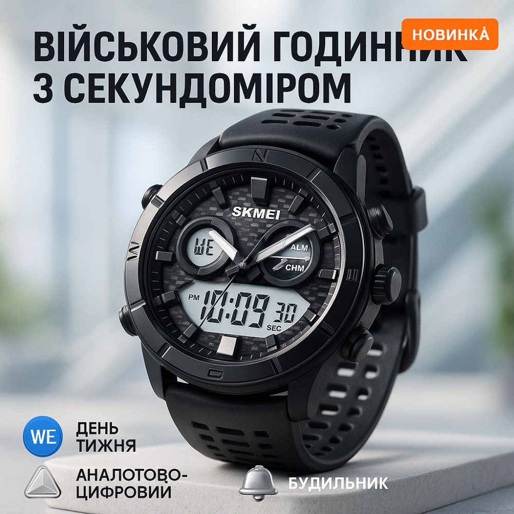 Водонепроницаемые часы для рыбалки SKMEI 2014BKWT, Специальные часы для военных операций YP-35 Львов - изображение 16