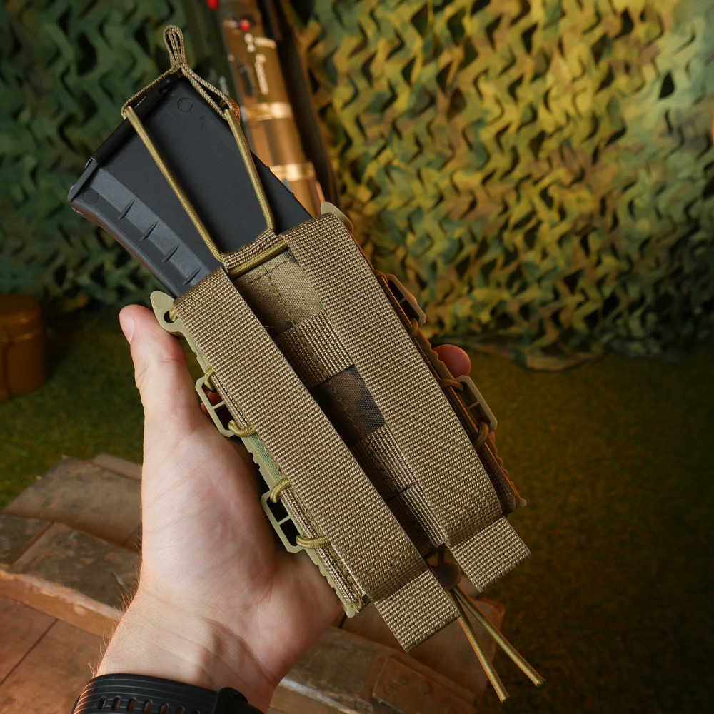 Відкритий підсумок на 1 магазин Kiborg M-1 велкро мультикам. Жорсткий підсумок з велкро на один магазин Київ - фото 9