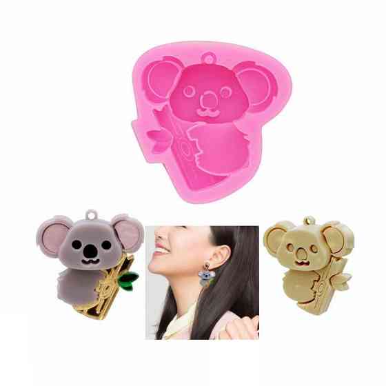 Молд для сережек Коала маленький 45 на 35 мм розовый Киев