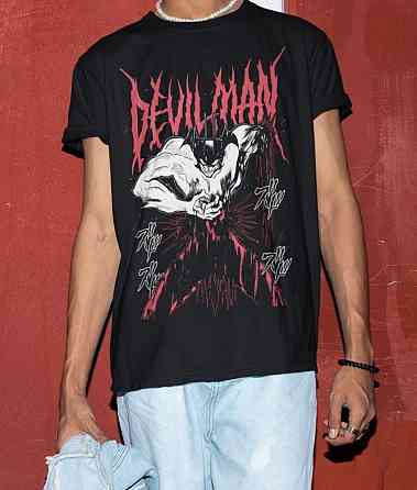 Футболка для хлопчика з аніме принтом Девілман Крйбабй Аніме Акіра оверсайз (зріст від 165 до 180) Чорний AnimeJ0948m Дніпро