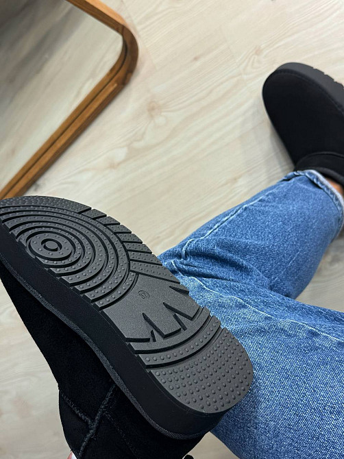 Угги женские Hengji 25-1 натуральная замша короткие на высокой подошве черные, 36, 23 см Киев - изображение 3