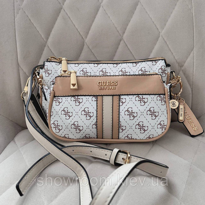Жіноча сумочка з органайзером на плече Guess (1211) біла Київ - фото 6