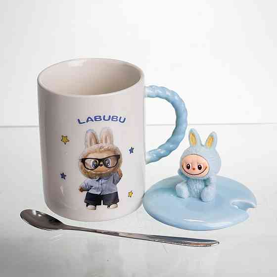Yiwu Чашка порцелянова з кришкою і ложкою Labubu 400 (мл) подарункова кружка прикольна чашка дл Коломия