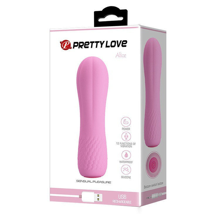 Мини-вибратор Pretty Love Alice, ребристый, розовый, 12 х 3 см Sex Aura Киев - изображение 7