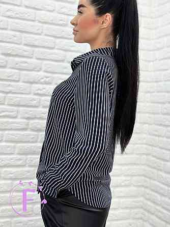 Сорочка з довгими рукавами у смужку "Sail" оптом | Норма | Розпродаж моделі Темно-синій, 42-44, вузька смужка Київ