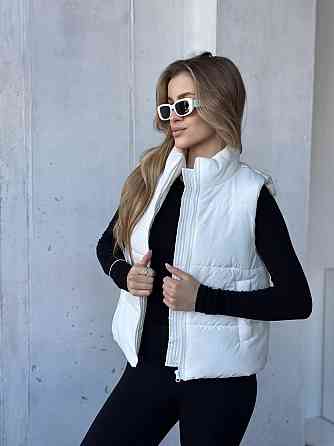 Жіноча тепла жилетка на блискавці плащівка емі на силіконі Білий, 46/48 Одеса