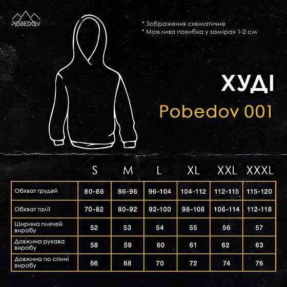 Чоловіче демісезонне худі з капюшоном сіре Pobedov 001 Київ
