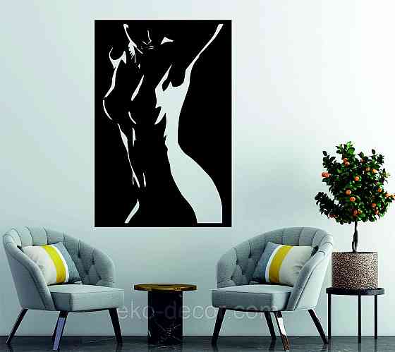 Декоративное настенное Панно «Силуэт женщины», Декор на стену 90*59 см, Черный Киев