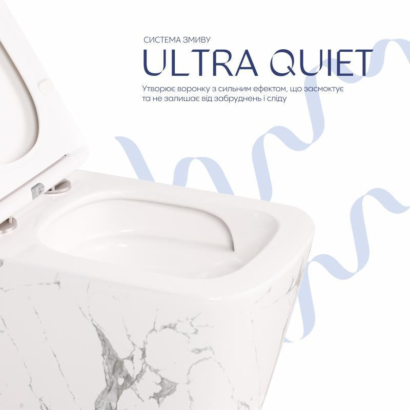 Унитаз подвесной Tern Ultra Quiet 490×365×325 мм, Marble, с сиденьем Slim Duroplast / Soft-close / Quick Release QT17332303ASMR Киев - изображение 5