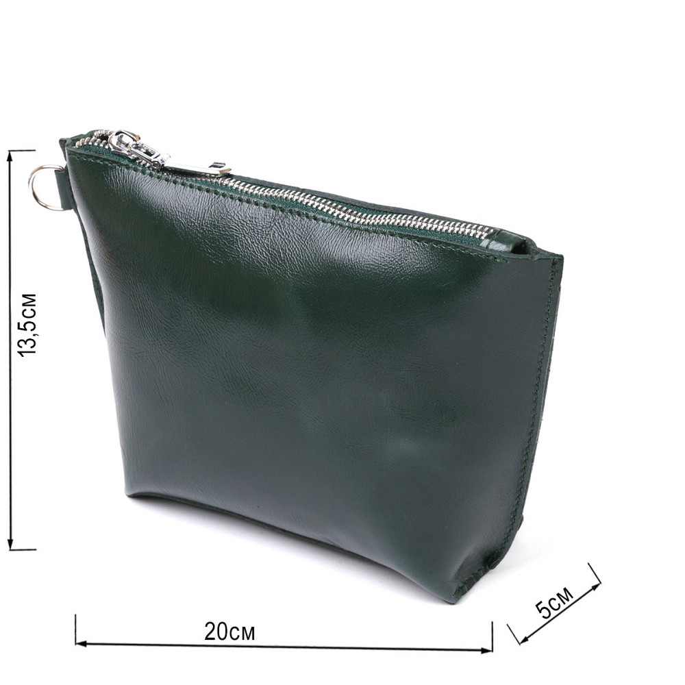 Практичная кожаная косметичка для женщин Shvigel 16411 Зеленый Киев - изображение 3