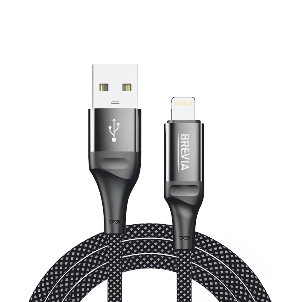 Кабель Brevia USB to Lightning 2.4А 1м, чорний box (56100BULC1) Львів - фото 1