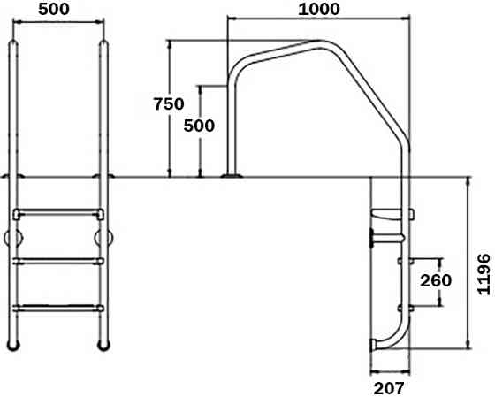 Лестница для бассейнов Flexinox Overflow Special (4 ступени). AISI-316L Киев