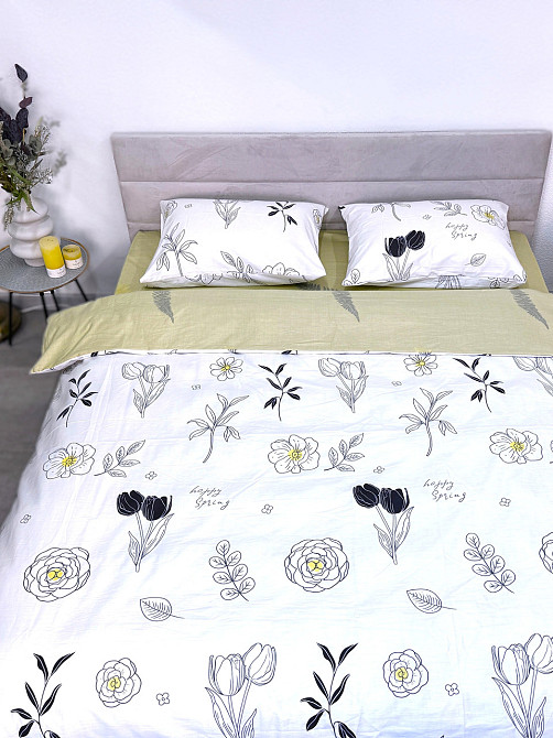 Ecotton Простирадло без резинки Ecotton Євро 220х240 см із сатину зеленого кольору 24303 Коломыя - изображение 3