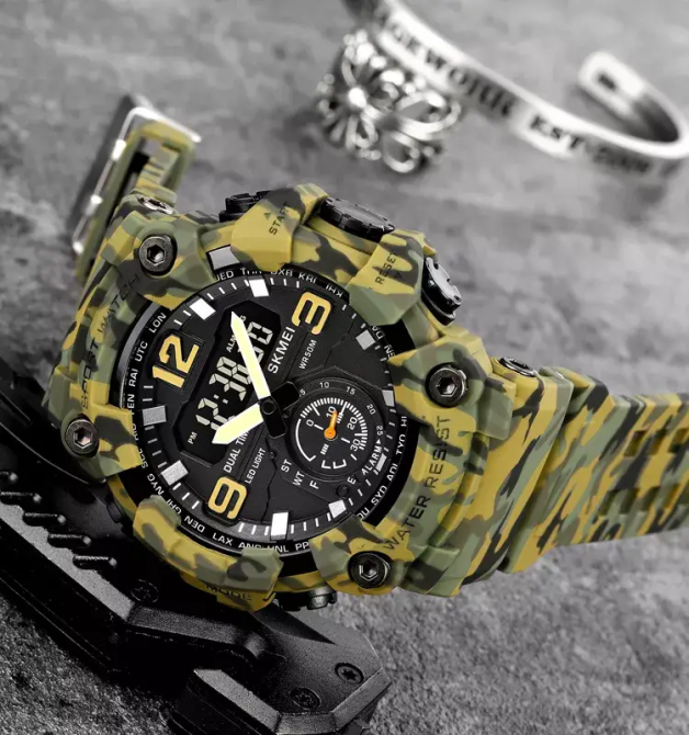 Мужские спортивные наручные часы Skmei 1965 (Зеленый камуфляж) Винница - изображение 6