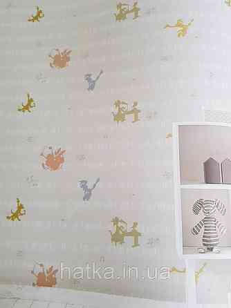 Обои виниловые на флизелине AdaWall Ada Kids метровые детские музыкальные инструменты ноты на светло сером Киев