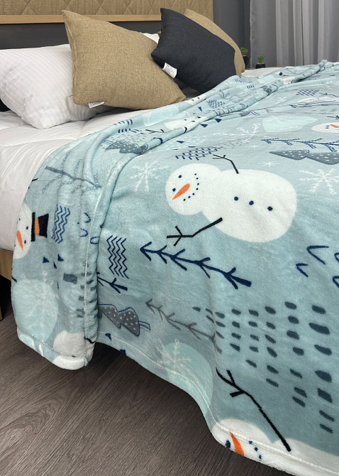 Плед-покривало Decorator WellSoft 150х210 см з різдвяним принтом Блакитний (87-283) Київ - фото 6