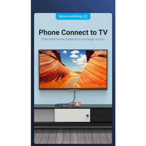 Перехідник USB3.1 Type-C --> VGA (F), 1080p 60Hz, кабель 0.15м, Vention (TDFHB) Київ