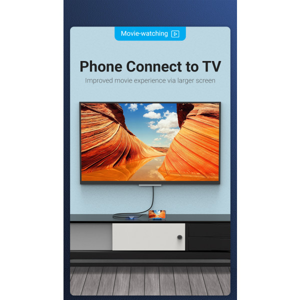 Перехідник USB3.1 Type-C --> VGA (F), 1080p 60Hz, кабель 0.15м, Vention (TDFHB) Київ - фото 3