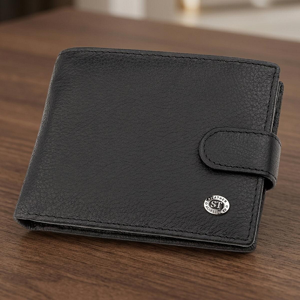 Чоловічий гаманець ST Leather 18328 (ST137) італійська шкіра Чорний Київ - фото 8