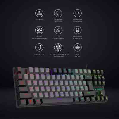 Клавиатура GamePro MK100B Blue Switch LED USB Black (MK100B) Винница