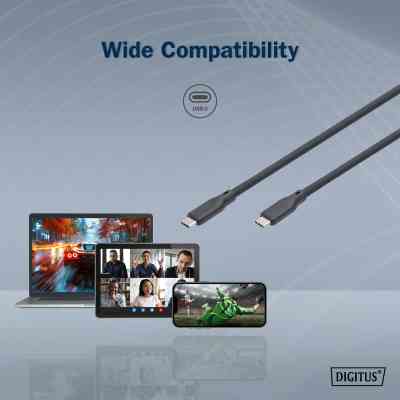 Дата кабель USB-C to USB-C 1.0m USB 3.2 Gen2 10G 100W 4K silicone black Digitus (AK-300342-010-S) Винница