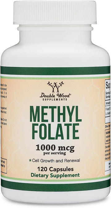 Метилфолат Double Wood Supplements Methylfolate 1000 mcg 5-MTHF (1700 DFE) 120 capsules Луцьк - фото 1