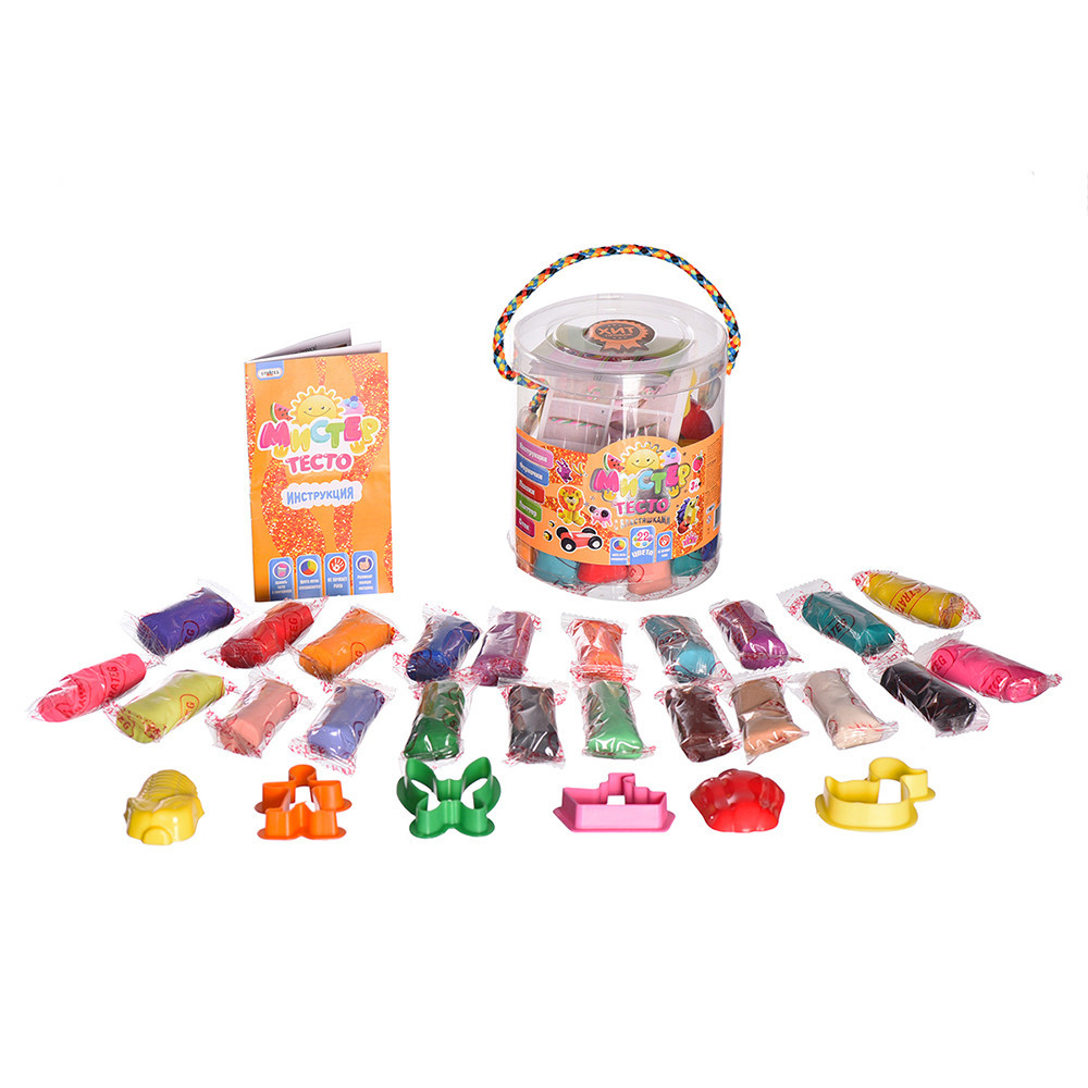 Набір тіста для ліпки 71103, Містер тісто 22 кольори з блискітками, у блістері 11*13см, шт Київ - фото 1