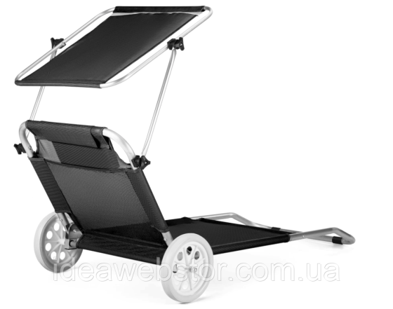 Шезлонг лежак Outtec Sun с козырьком черный Киев