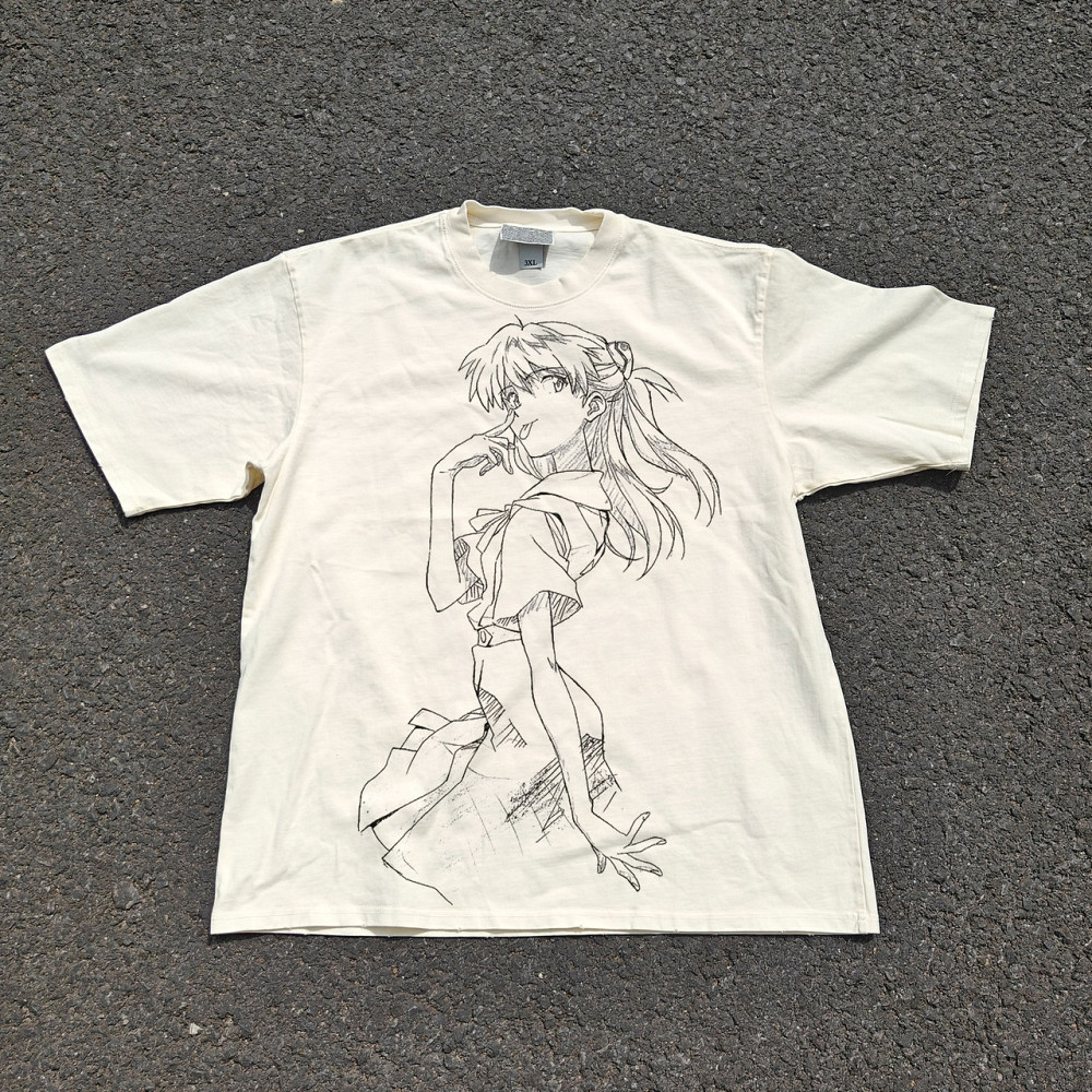 Футболка для хлопчика з принтом аніме Неон Генезис Євангеліон Асука Ланглей Скеткх оверсайз (зріст від 165 до 180) Чорний Дніпро - фото 1